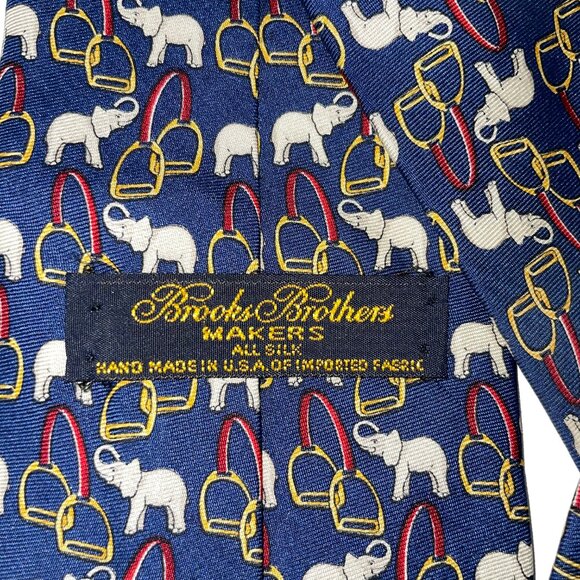 Brooks Brothers Vintage Men's Elephant Tie Multicolor 100% Silk Made in USA - Picture 2 of 7